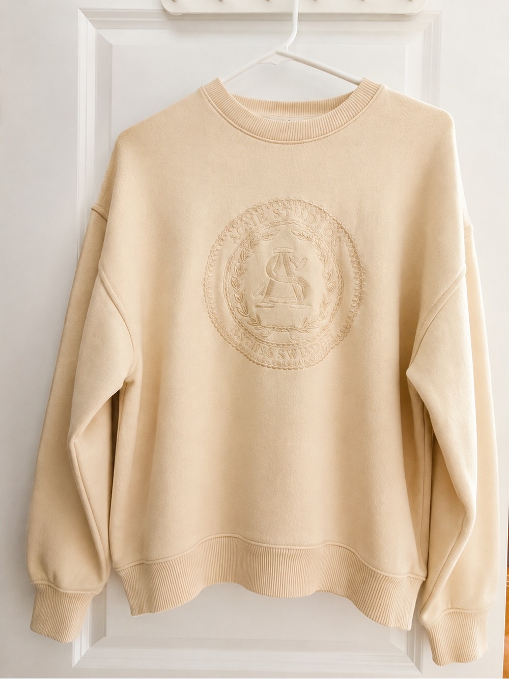 Acne Studios Cream Embroidered Crewneck Sweatshirt